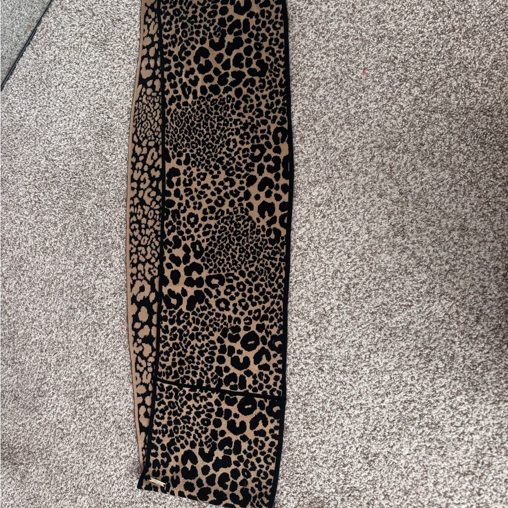 Michael Kors Black and Tan Animal Print Scarf